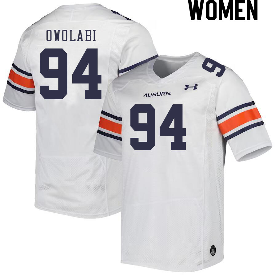 Women #94 Godwin Owolabi Auburn Tigers College Football Jerseys Stitched-White